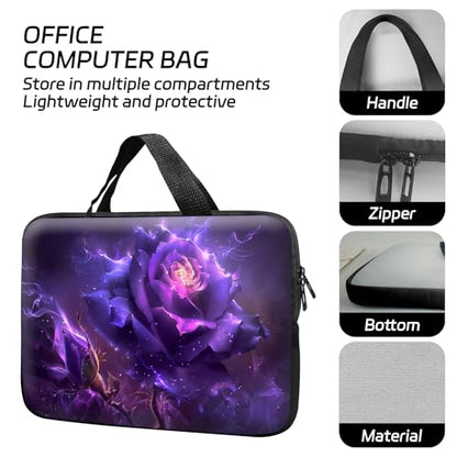 14 15 15.4 15.6 inch Laptop Handle Bag Computer Bag, Pouch Holder Notebook Sleeve Cover Soft Case Compatible for Dell,Lenovo,Toshiba HP, Asus Notebook-Purple Rose - color: Purple Rose