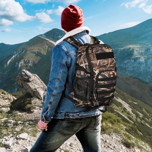HUNTVP Tactical Backpack Military MOLLE Backpack Hunting Rucksack Gear Assault Pack 25L WR - color: Reed Camo-25l, size: 25L
