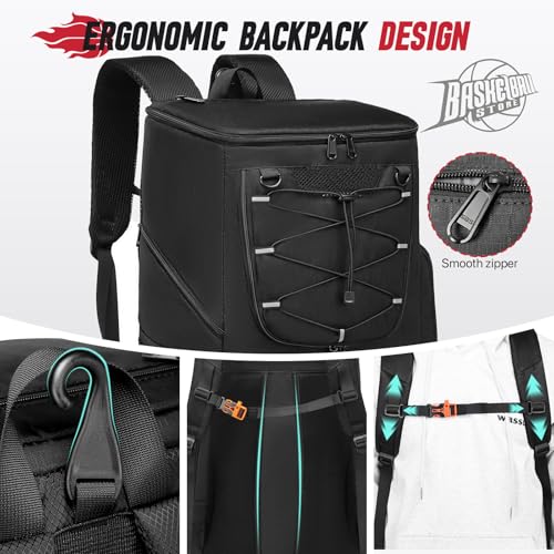 Basketball Backpack, Basketball Bag with Separate Ball Holder & Shoes Compartment Water Resistant Sports Bag Basketball Equipment Bags Fit Volleyball, Soccer, Swim, Gym, Travel, Black - color: Black