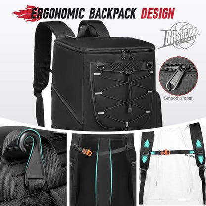 Basketball Backpack, Basketball Bag with Separate Ball Holder & Shoes Compartment Water Resistant Sports Bag Basketball Equipment Bags Fit Volleyball, Soccer, Swim, Gym, Travel, Black - color: Black