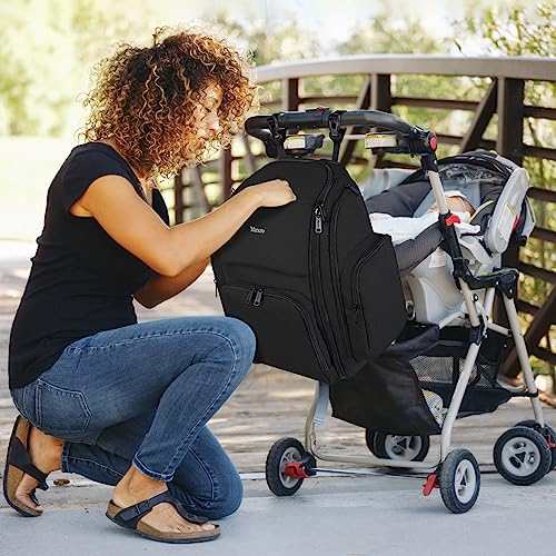 Mancro Backpack Diaper Bag, Waterproof Boy Travel Bag for Dad and Men, Large Multi-Function, Many Pockets, Lightweight, Stylish Diaper Backpack, Black - color: Black