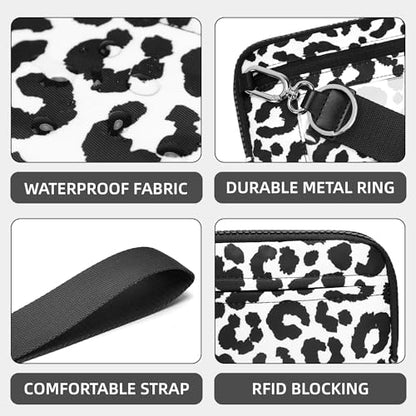 FODOKO Wristlet wallets for women Nylon Quilted Wallet with 4 Zippers,Travel Credit Card,Holder Cell Phone Organizer - color: Black-1