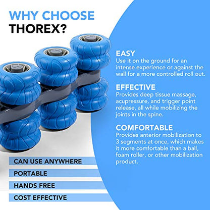THOREX 8-Wheel Back Massager and Neck Knot Remover - Chiropractor Approved Manual Deep Tissue Massage Tool for Upper Back, Trapezius Pain Relief and Trigger Point Therapy - Self Recovery Muscle Stick
