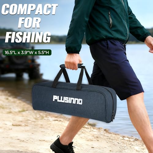 PLUSINNO Fishing Rod and Reel Combo, Telescopic Fishing Pole Kit with Spinning Reel, Tackle Box, Fishing Lures and Travel Carrying Bag, Fishing Gear Gifts for Men - color: Full Kit with Carrier Case, size: 2.4M 7.87FT