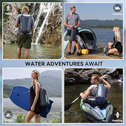 MARCHWAY Floating Waterproof Dry Bag Backpack 5L/10L/20L/30L/40L, Roll Top Sack Keeps Gear Dry for Kayaking, Rafting, Boating, Swimming, Camping, Hiking, Beach, Fishing - color: Grey, size: 5L