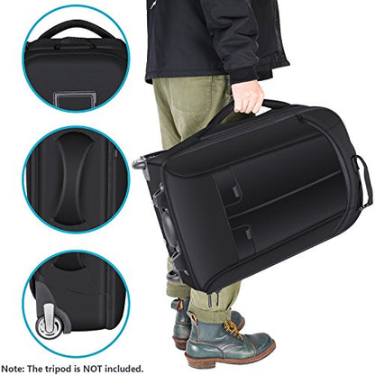 Neewer 2-in-1 Rolling Camera Bag Backpack Suitcase Style Convertible with Double Handle, Shockproof Trolley Case with Removable Padded for SLR/DSLR Cameras Tripod Lenses (Black/Red) - style: Nw3300-r
