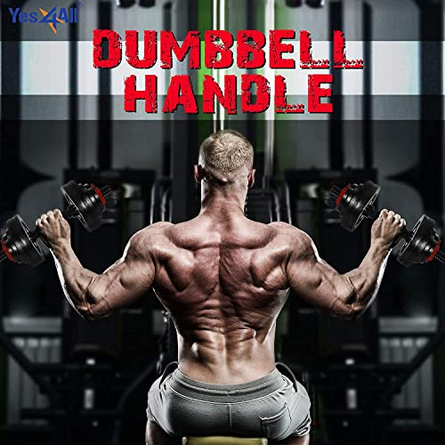 Yes4All Threaded Dumbbell Handles, Adjustable Dumbbell Bar Pair, 14/16/18/24-Inch Sizes, Fits 1" or 1.15" Plates, Non-Slip Grip, Secure Star-Lock Collars - color: 14" - Chrome - Black, size: 1 inch