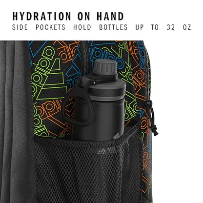 Originator Small Backpack for men and women, athletic book bag with laptop sleeve - color: Outline Bos Toss - Black/Black/White