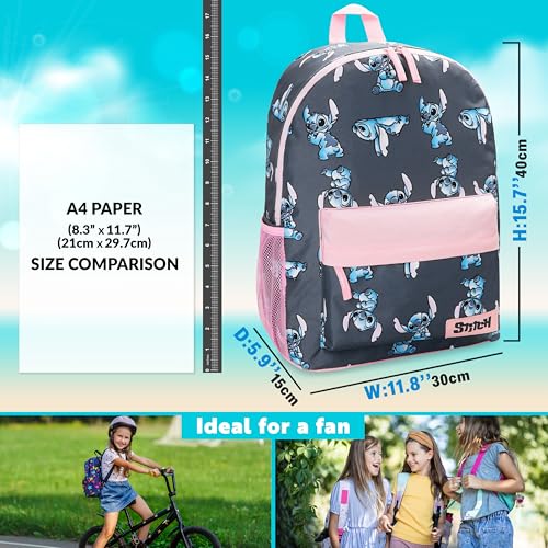 Disney Stitch Backpack for Girls Teens School Bag Kids Book Bag School Supplies Gifts (Navy/Pink) - color: Navy/Pink