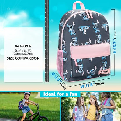Disney Stitch Backpack for Girls Teens School Bag Kids Book Bag School Supplies Gifts (Navy/Pink) - color: Navy/Pink