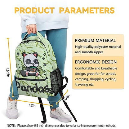 Panda Backpack for Girls Boys, 16 Inch Panda Theme Bookbag with Adjustable Straps, Durable, Lightweight, School Bag with Large Capacity - color: Panda1