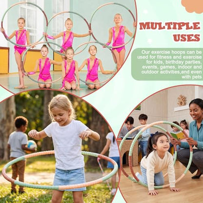 Vinsot Toy Hoop Detachable Plastic Hoops Exercise Equipment Toy Adjustable Rings for Sports Party Game Dance Pet Training - color: Earth Tone Mix