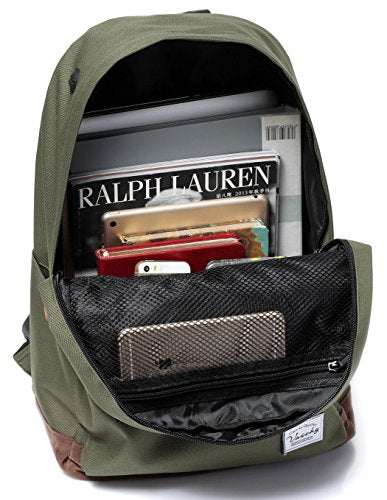 Backpack for Men Women,VASCHY Classic Water-resistant Lightweight Travel School Backpack Casual Daypack - color: Green