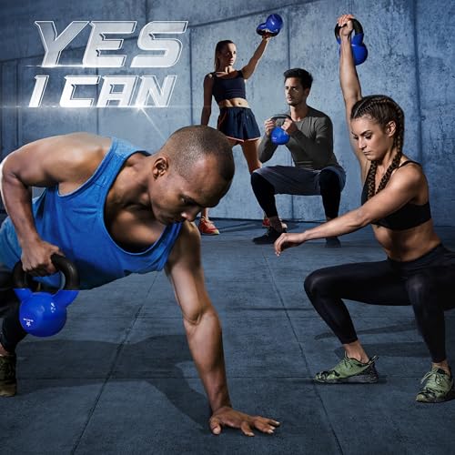 Yes4All Kettlebell, 5-100 LB Vinyl Coated Cast Iron Strength Training Kettlebells for Home Gym Exercises, Fitness, Full Body Workout Equipment, Push Ups, and Grip Strength - color: M. 60LB - Dark Blue, style: Vinyl Coated