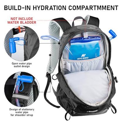 N NEVO RHINO Hiking Backpack 20L Water Resistant Outdoor Day Pack,Lightweight Travel Small Backpack for Men Women - color: Black