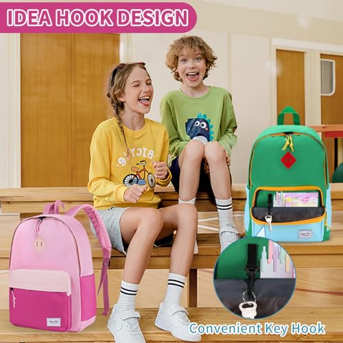 Chase Chic Kids Backpack for Boys - 17 inch School Backpacks for Toddler Girls Fits 6 to 12 Years Old - Lightweight Water Resistant Preschool Bookbag for Travel Daycare (Pink Rose Red) - color: Pink&rose Red