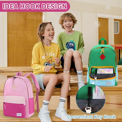 Chase Chic Kids Backpack for Boys - 17 inch School Backpacks for Toddler Girls Fits 6 to 12 Years Old - Lightweight Water Resistant Preschool Bookbag for Travel Daycare (Pink Rose Red) - color: Pink&rose Red