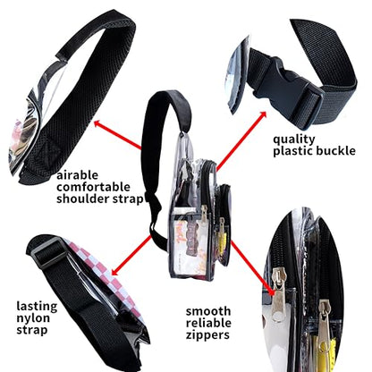 Small Clear Purses for Women Men, Clear Sling Bag for Stadium Events and Concerts, Crossbody Shoulder Backpack