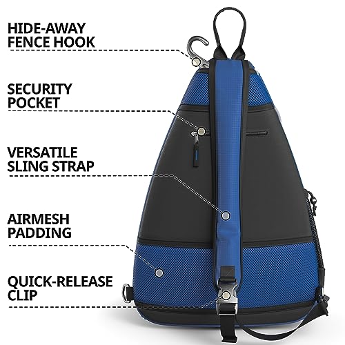 Athletico Sling Bag - Crossbody Backpack for Pickleball, Tennis, Racketball, and Travel for Men and Women - color: Blue
