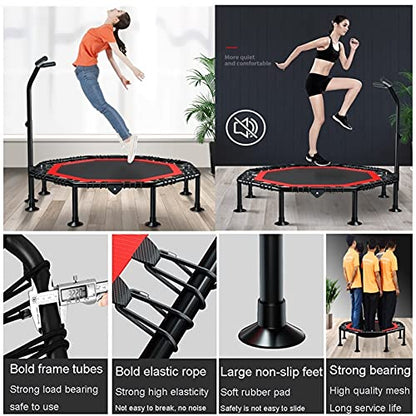 Trampoline Folding Mini Trampoline with Foam Handle Bar, Fitness Rebounder for Adult Indoor and Outdoor Exercise, Kids Balance Training Equipment (Size : 42in) - size: 42"