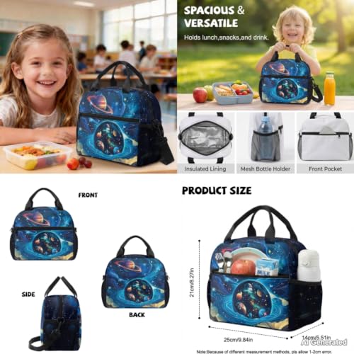 Book Galaxy Backpack for Boys Kids Backpack with Lunch Box Water Bottle Carrier and Pencil Case 4PCS Set Elementary School Backpacks for Boys Bookbag with Handle 17 Inch Schoolbag - color: Book Galaxy