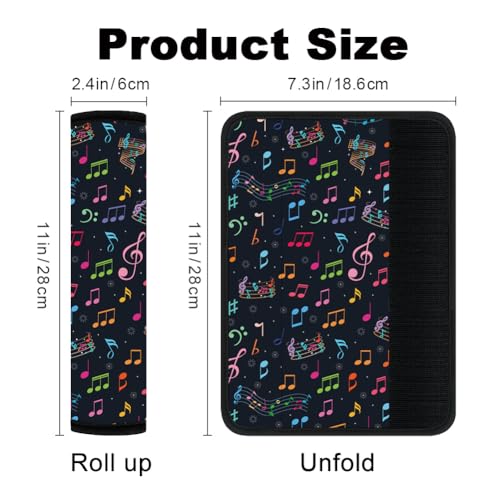 2Pcs Soft Auto Seat Belt Cover Pads, Music Note Car Seatbelt Shoulder Cushion for Comfortable Driving, Compatible with All Cars' Seatbelt and Backpack Straps 11x2.4inch - color: Music Note
