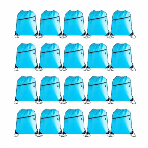Lightweight Drawstring Backpack with 2 Compartments, Zip Pocket ECO Cinch Bags for Gym Travel, for Men Women (20, Blue) - color: Blue
