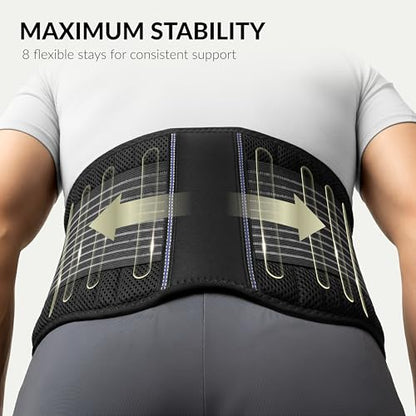 BraceUP Back Support Belt for Men and Women - Breathable Waist Lumbar Lower Back Brace for Sciatica, Herniated Disc, Back Pain Relief, with Dual Adjustable Straps (S/M 28-35 In) - size: Small/Medium (Pack of 1)