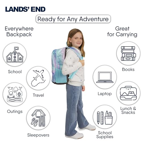Lands' End Unisex Kids Large ClassMate Lightweight Durable Elementary School Backpack, Pastel Lilac - color: Pastel Lilac