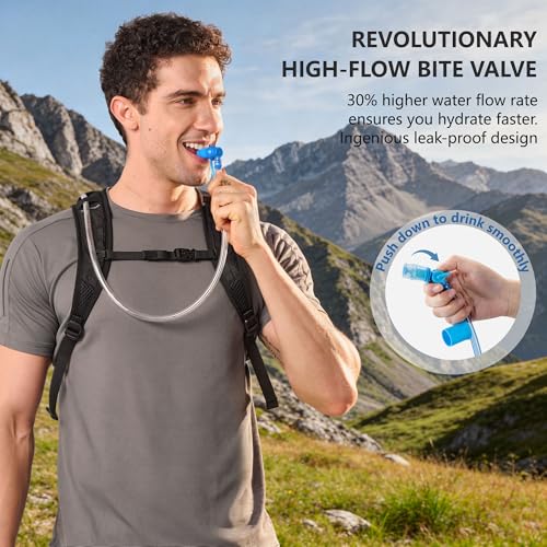 N NEVO RHINO Hydration Backpack Lightweight, Small Hiking Backpack with Water Bladder 2L, Insulated Water Daypack for Cycling Running Trail Rave - color: Black