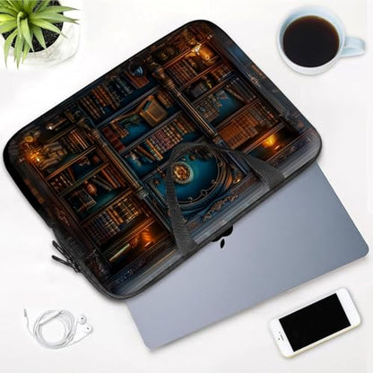 14 15 15.4 15.6 inch Laptop Handle Bag Computer Bag, Pouch Holder Notebook Sleeve Cover Soft Case Compatible for Dell,Lenovo,Toshiba HP, Asus Notebook-Library Bookshelf - color: Library Bookshelf