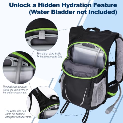 10L Small Hiking Backpack for Men Women, Lightweight Hiking Daypack - color: Dark Black