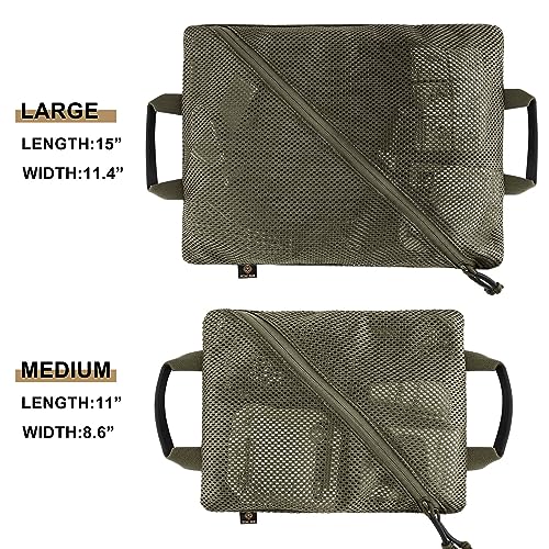 PETAC GEAR Tactical Storage Mesh Pouch Set,Insert Modular Utility Admin Pockets,Travel Organizer EDC Bag - color: Ranger Green