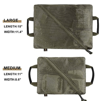 PETAC GEAR Tactical Storage Mesh Pouch Set,Insert Modular Utility Admin Pockets,Travel Organizer EDC Bag - color: Ranger Green