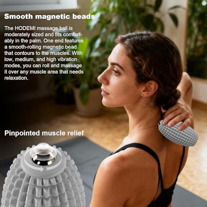 HODEMI Electric Vibrating Massage Roller, Handheld Muscle Massager with Ball-Shaped Rolling Head, 3 Speed Rechargeable Silicone Massager for Muscle Relaxation at Gym, Office & Travel (Gray) - color: Gray