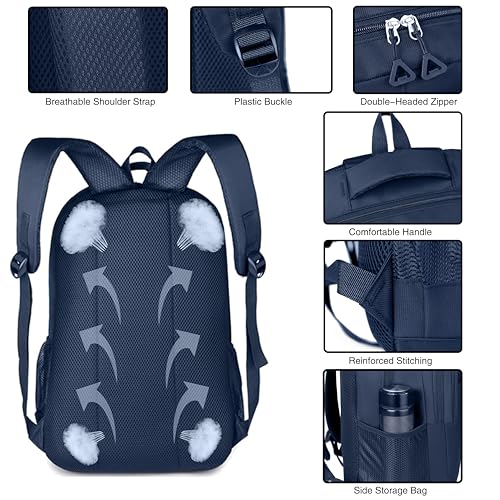 Large Capacity Travel Laptop Backpack, durable and lightweight, 4 compartments, waterproof front, breathable back (Dark blue) - color: Dark Blue