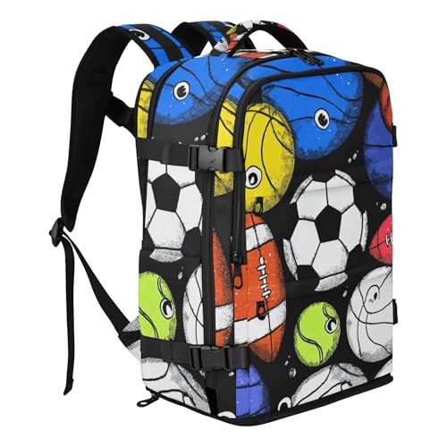 Sports Basketball Football Soccer Balls Travel Backpack 20L Large Capacity with Laptop Compartment, Multiple Pockets, Separate Shoe Compartment for Business, Commuting, Outdoor Trips