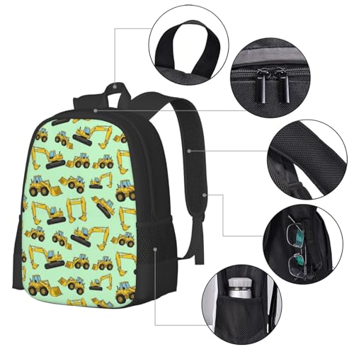 Breathable Outdoor Daypack Cartoon Construction Truck Excavator, Durable Anti Theft Travel Backpack Adjustable Strap Shoulder Bag for Hiking Camping City Walking - color: Design (877)