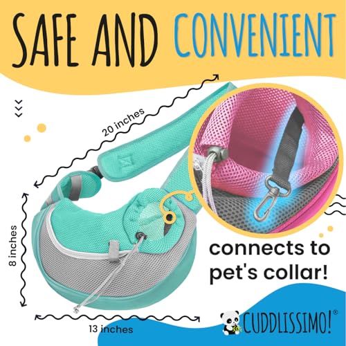 Cuddlissimo! Pet Sling Carrier - Small Dog Puppy Cat Carrying Bag Purse Pouch - For Pooch Doggy Doggie Yorkie Chihuahua Baby Papoose Bjorn - Travel Front Backpack Chest Body Holder Pack To Wear (Teal) - color: Blue Lagoon