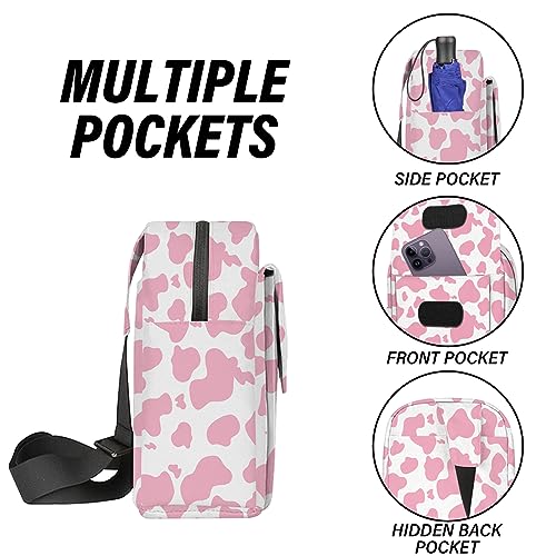 Cute Small Camera Bag with Photographer Camera Sling Bag Waterproof Dslr Camera Case Compatible with Nikon Sony Lightweigth for Women or Men(Pink Western Cow) - color: Pink-l35