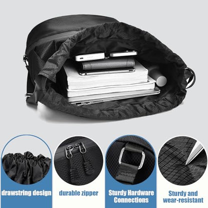 FOECBIR Basketball Drawstring Backpack with Independent Shoe Pocket & Drawstring Bag Wet Dry Separation, Water Resistant Sports Bag with Side Mesh Pockets for Men Women (Skeleton Skull) - color: Skeleton Skull