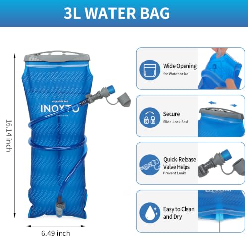 IX INOXTO Hiking Hydration Backpack with 2L/3L Water Bladder for Women and Men18L/25L Water Backpack for Hiking, Cycling, Climbing, Camping - style: Grey-3L Water Bladder