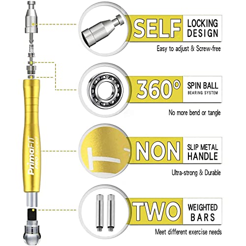 PrimaFIT Jump Rope Pro Speed Skipping Rope Adjustable Adult Jumping Rope Weighted Aluminium Handles for Double Dutch Boxing Workout Crossfit Exercise Fitness Spare Cable Weights Protectors Carry Bag - color: Golden