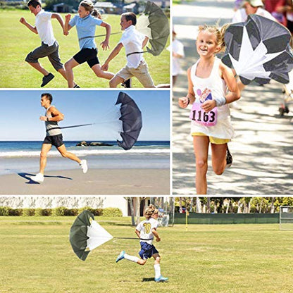 Bfsmile Running Speed Training 56" Parachute with Adjustable Strap, Free Carry Bag. Speed Chute Resistance Running Parachute for Kids Youth and Adults - color: Black