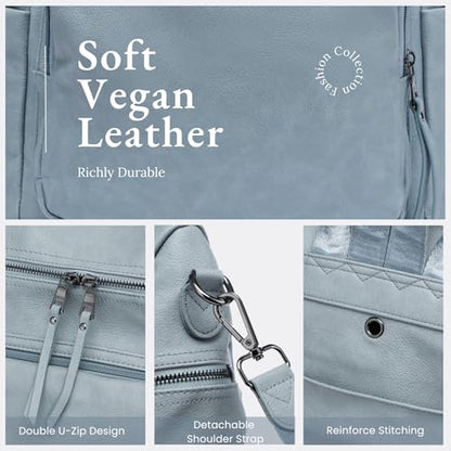Anti-Theft Backpack Purse for Women, Convertible 3-in-1 Vegan Leather Backpack with Hidden Zipper, Adjustable Shoulder & Crossbody Bag for Travel and Daily Commute - color: B Two Toned Blue