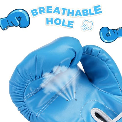 Kids Boxing Gloves, Youth Boxing Training Gloves for Kids 3-9 Year Boys and Girls, 4&6OZ Fighting Gloves, Punching Bag Kickboxing Thai Mitts MMA Training Sparring Gloves - color: Blue, size: 6OZ