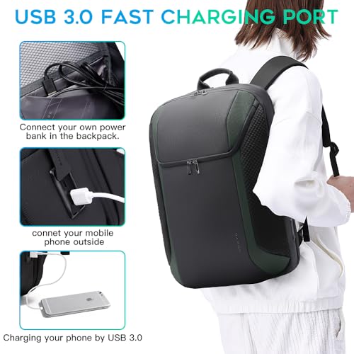 BANGE Smart Business Laptop Backpack Waterproof can fit 15.6-17.3 Inch Laptop with 3.0 USB charging port for men and women - color: Green
