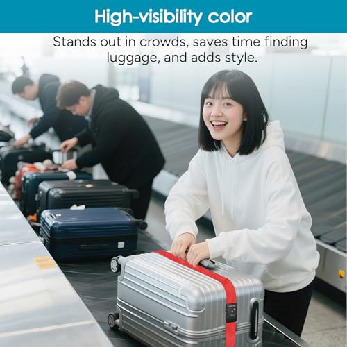 Travel Inspira Luggage Straps for Suitcases with TSA Lock, Protect Your Luggage Anti-Burst, High Visibility Color, Easy to Identify Luggage Adjustable Heavy Duty Belt for 20-28 Inch Suitcases - color: Apple Red
