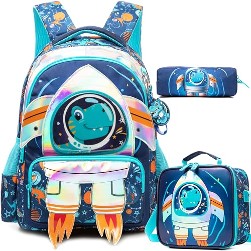 Meetbelify Kids School Backpacks for Girls Boys Backpack with Lunch Bag for Elmentary Students - color: 02 Blue