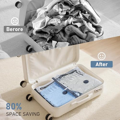 Travel Vacuum Storage Bags with Rechargeable Cordless Pump, 15 Pack 3 Sizes Compression Packing Bag Set for Luggage, Thickened Vacuum Seal Bags for Clothing, Triple-Zipper Sealer Upgrade - size: 15 Pack In 3 Sizes